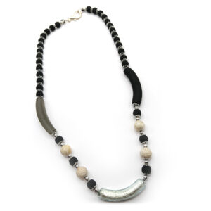 Luna, argentata, collana in vetro di murano